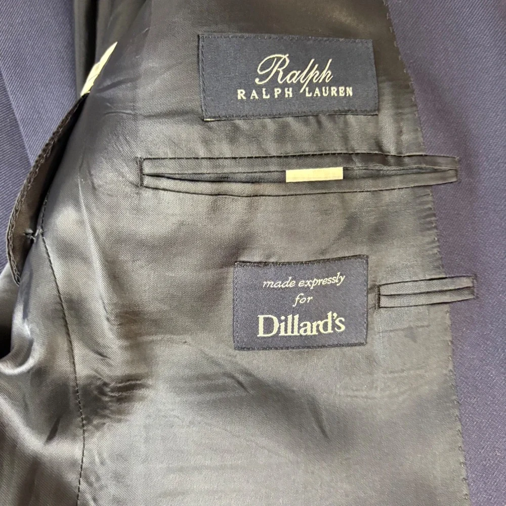 Ralph Lauren Dillard's Mens Navy Blue Bamboo‎ Blazer Jacket 40R